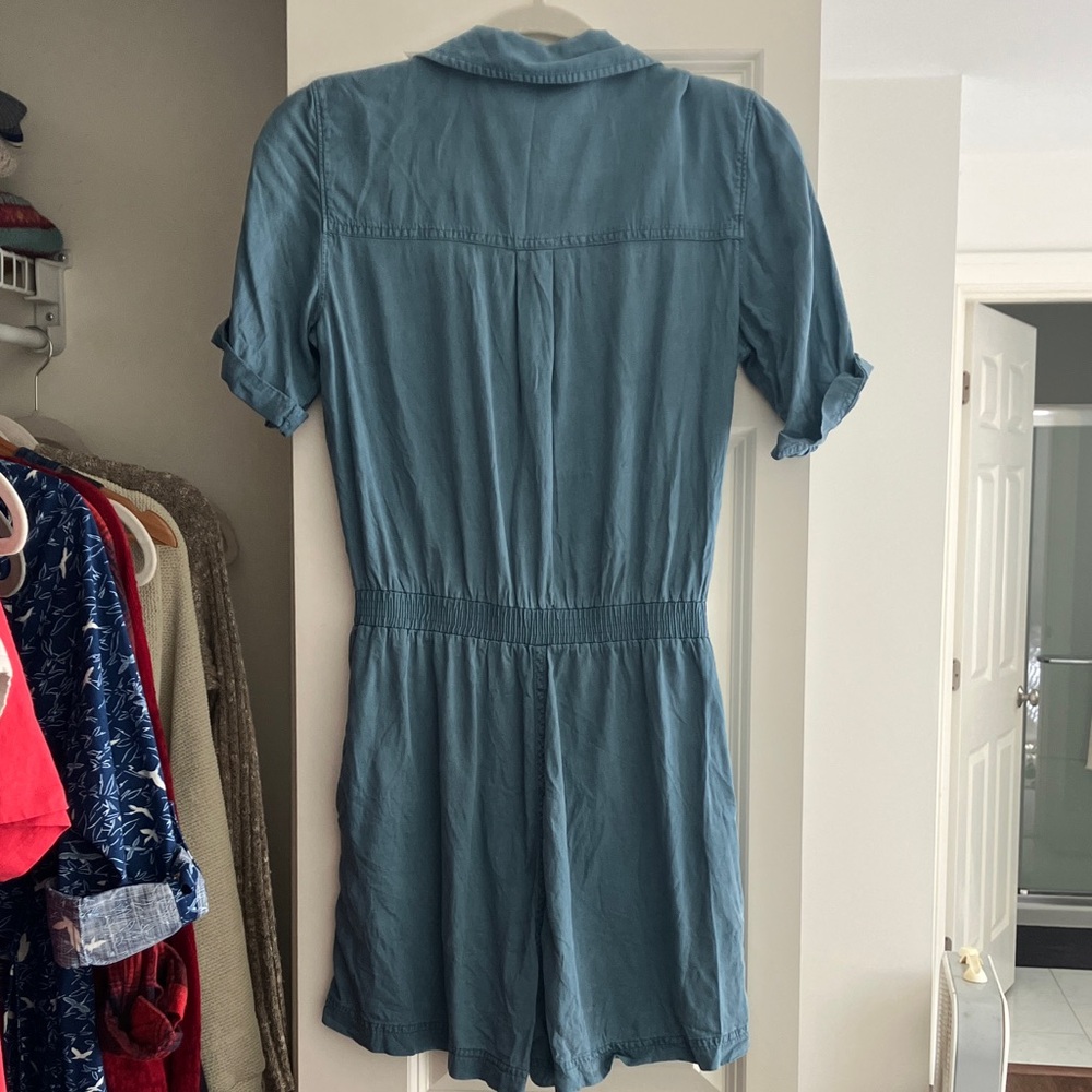 Faherty Washed Blue Button Romper - Picture 4 of 4